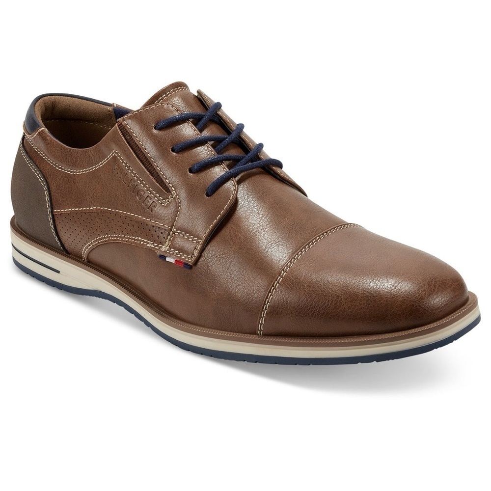 Tommy Hilfiger Men’s Urban Casual Oxford Shoes in Cognac & Navy Sz US 8
